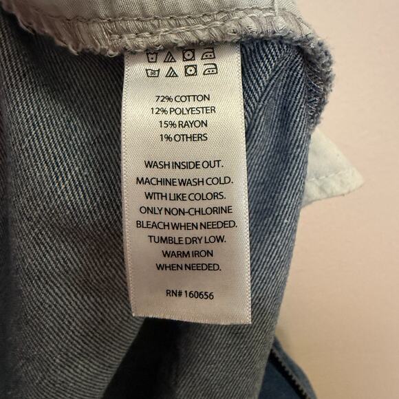 Happily Grey Denim Maxi Skirt Size 11 / 29 Blue Raw Hem Split Front Soft Stretch - Picture 5 of 5